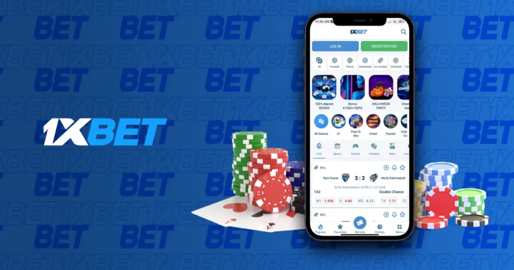 Main page of mobile app from 1xBet India