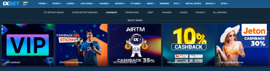 Cashback offers from 1xBet India