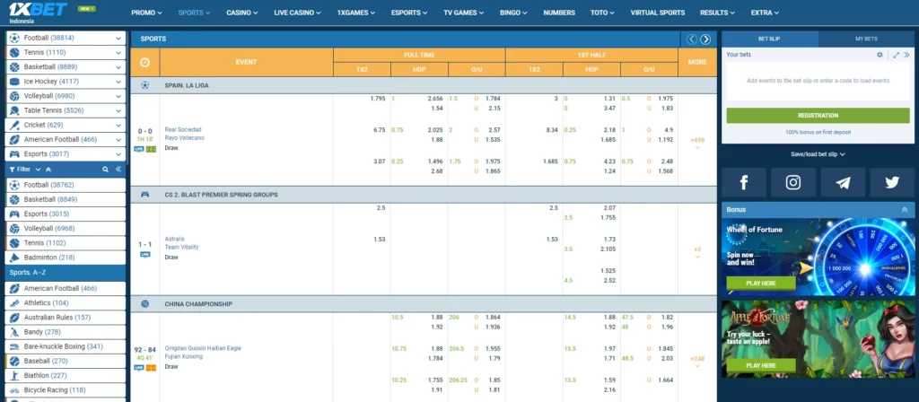 Types of bettings at 1xBet India