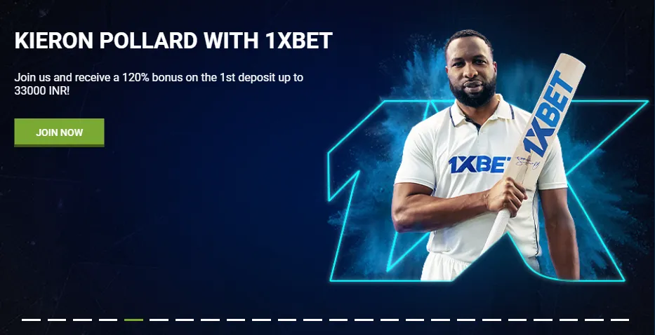 120% welcome bonus up to 33000 INR from 1xbet India